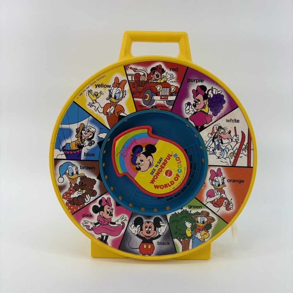 Vintage Mattel Disney See N Say Wonderful World Of Color Pull Toy 1988 - Works!